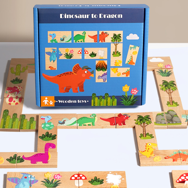 Board Game Oath - Wooden Dinosaur Domino Matching Memory Chess
