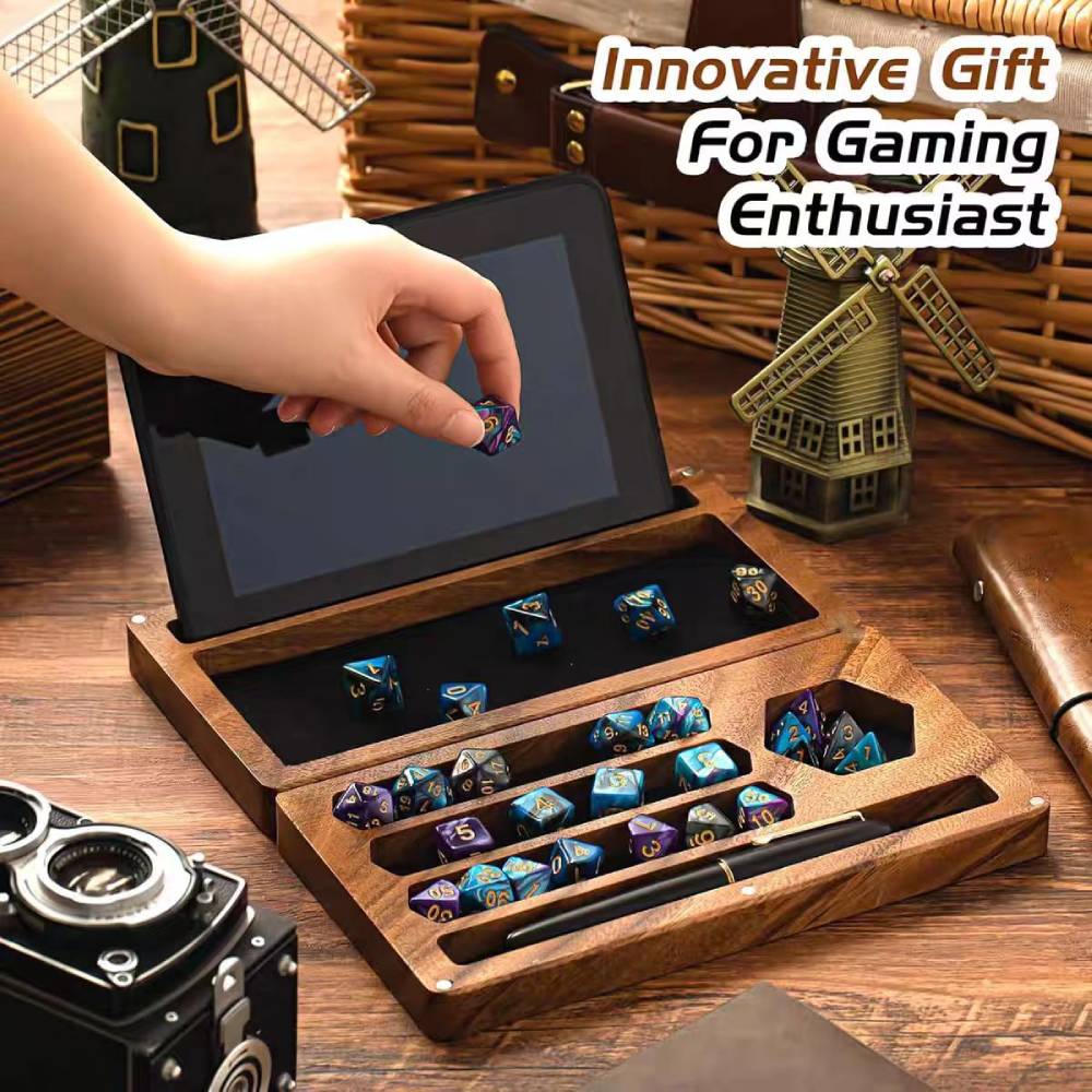 Wooden Dice Storage Box Walnut - Board Game Organization 评论和价格