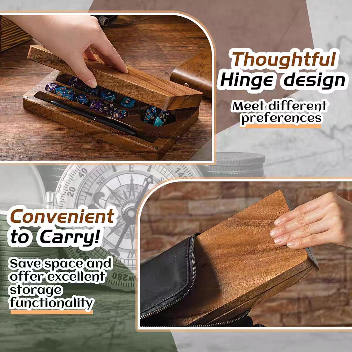 Wooden Dice Storage Box Walnut - Board Game Organization 评论和价格
